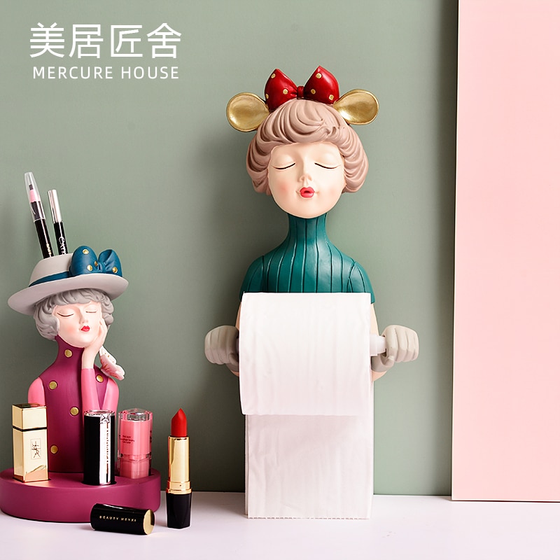 SchöNe mädchen papier handtuch Spender Zauberstab montiert Gewebe Halfter Schlecht Wc papier Halfter Heimat Dekor Kreative papier handtuch Halfter