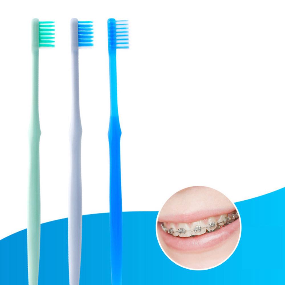 Kieferorthopädische Zahnbürste Weichen Borsten Hosenträger Zahn Pinsel mit Deckel Interdentalbürste Ultra-dünne Super Weiche Zahnbürste Tragbare
