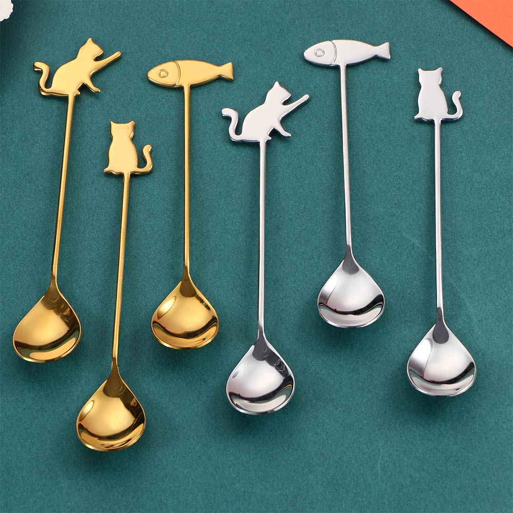 Japanischen Katze Fisch Löffel Kaffee Rühren Löffel Nette Nachtisch Edelstahl Milch Tee Löffel Hause Küche Kaffee Zubehör