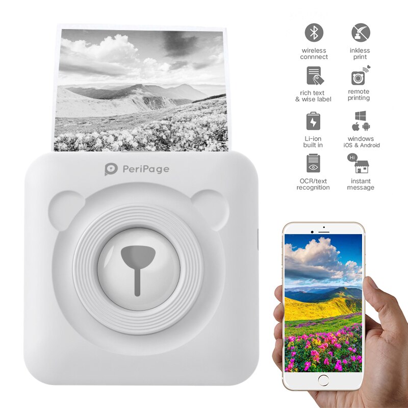 PeriPage Tragbare Thermische Bluetooth Drucker Mini Foto Bild Drucker Für Handy, Mobiltelefon Android IOS Telefon 58mm Tasche Maschine