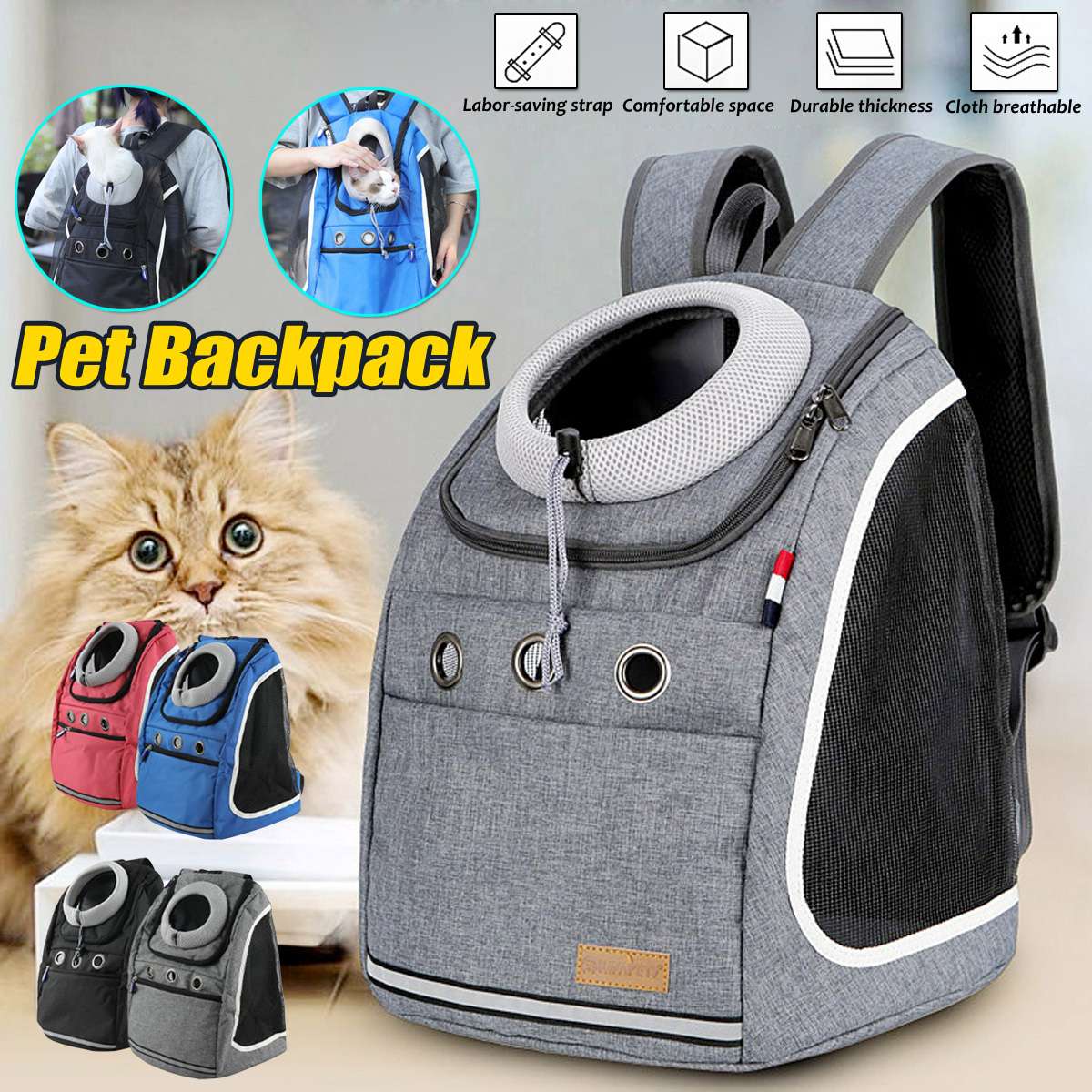 Haustier Träger Rucksack Hund Katze Ich bin Freien Reise Träger Packbag Tragbare Reißverschluss Gittergewebe Haustier Rucksack Haustier Tasche Katze Rucksack