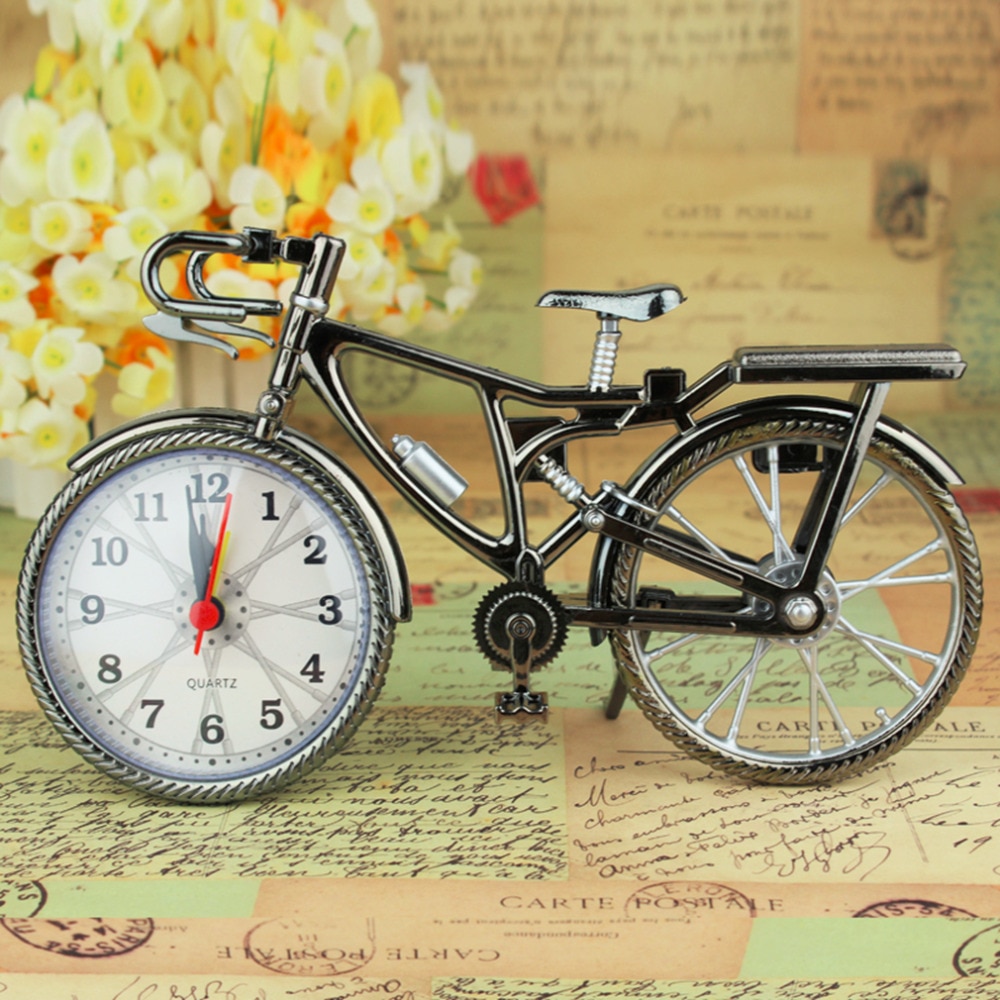 1Stck retro Bronze- Fahrrad Alarm Uhr Coole Schreibtisch Tisch Uhr Persönlichkeit Fahrrad Uhr NZ-035 22*6*13cm