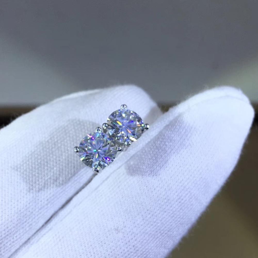 Klassische 4 Klaue 0,3-0,8 ct D Farbe bestehen Diamant Prüfung Moissanite Ohrringe 925 Silber Ausgezeichnete schneiden Runde Moissanite Zucht Ohrringe