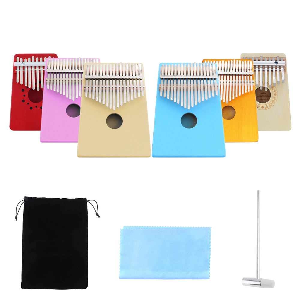 17/10 schlüssel Daumen Klavier Finger Klavier Kalimba Single Gremium Kiefer Mbira Tastatur Musical Instrument mit stimmen Hammer Lagerung Tasche