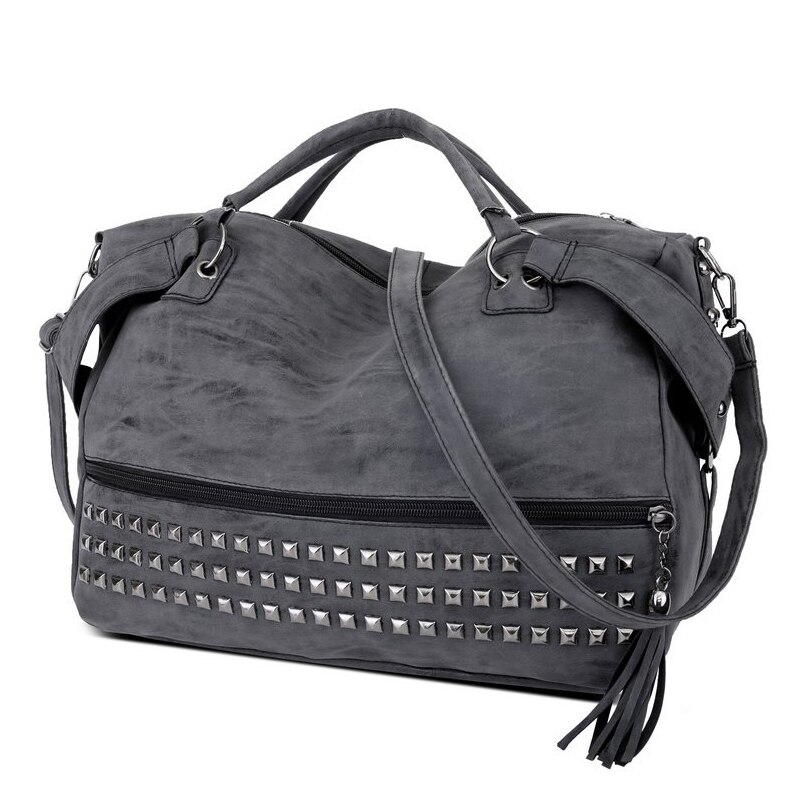 SGARR Nubuk PU Leder Frauen Handtaschen Damen Große Kapazität Quaste Schulter Tasche lässig Jahrgang Niet Weibliche Tote Taschen