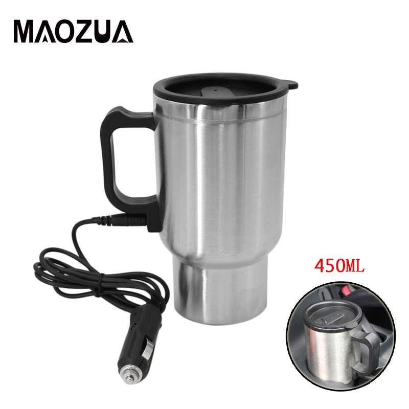 450ml Auto Auto Heizung Tasse Edelstahl Elektrische Thermos Wasser Erhitzt Becher Für Auto 12V Wasserkocher Reise Becher in sterben Auto