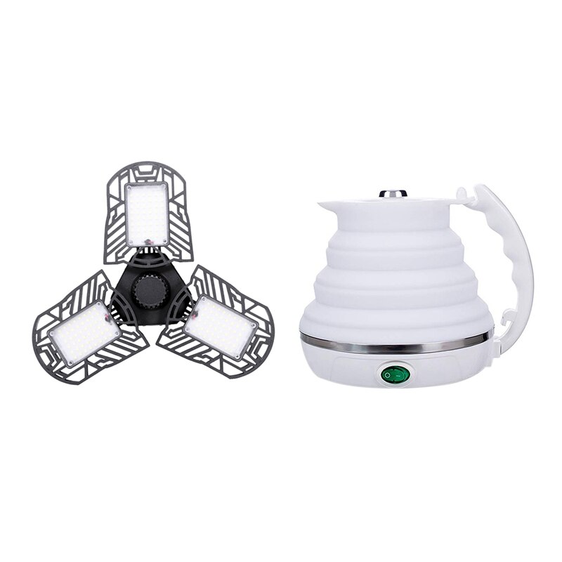 Faltbare Wasserkocher-Lebensmittel Klasse Silikon & 60W E26 E27 6000LM Super Helle LED Garage Lichter Verformbaren