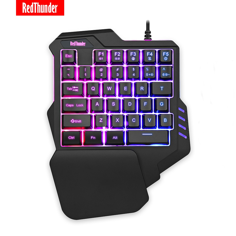 RedThunder Einhand Spielen Tastatur RGB hinterleuchtet Tragbare Mini Spielen Tastatur Ergonomische Spiel Regler für PC PS4 Xbox Gamer