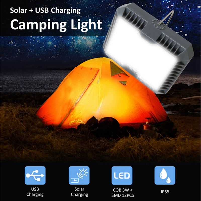 T-Sonnenaufgang LED Camping Lichter 3 Modus draussen Zelt Camping Laterne Solar- Taschenlampen Lampe USB Aufladbare Tragbare Hängen Lampen