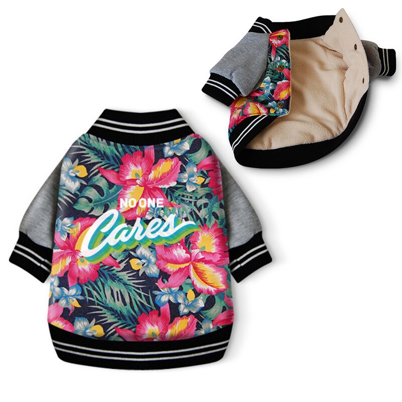 Hund Kleidung Winter Mantel Jacke Hawaii Aha Haustier Kleidung Baumwolle gepolstert Warme Haustier Jacke ropa perro Blume Drucken Hund Kleidung 35S2