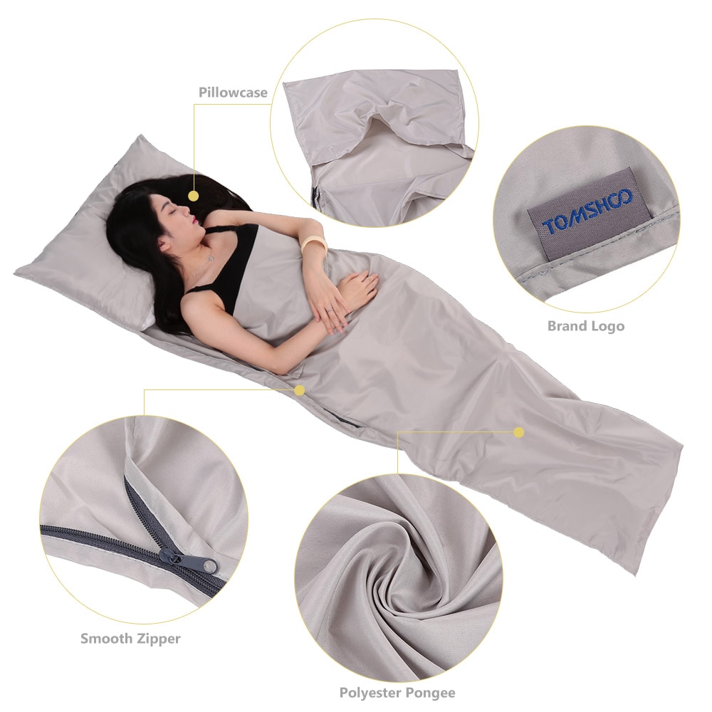 TOMSHOO 70*210CM draussen Reise Camping Wandern Polyester Pongee Gesunde Schlafsack Liner mit Kissenbezug Geschäft Reise Hotel