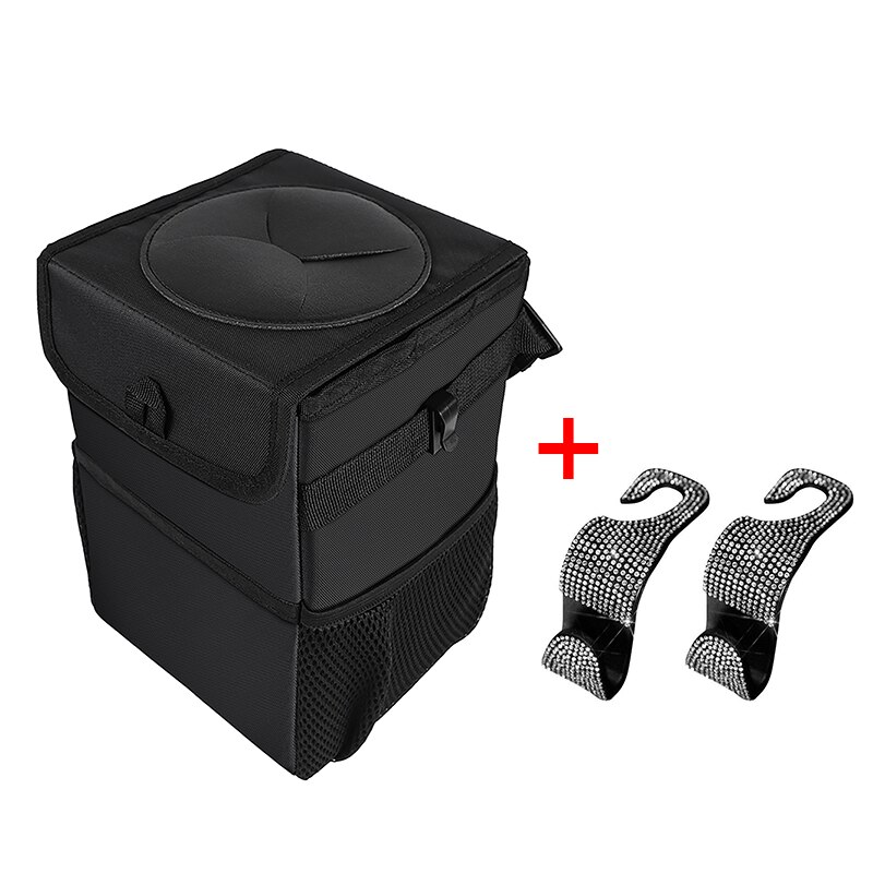 1einstellen Auto Mülleimer mit Deckel und 3 Lagerung Tasche Dicht Auto Organizer Wasserdicht Auto Müll Kann mit Auto Sitz Haken