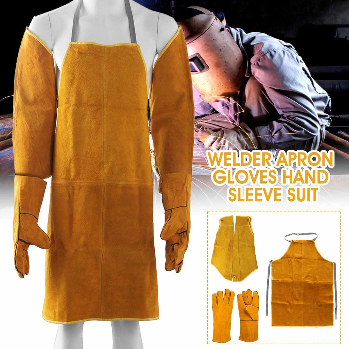 3 stücke Schweißer Schürze Handschuhe Hand Hülse Anzug Hand Schutz Anzug Anti-Verschmutzung Anti-öl 70x 100cm thermische Schutz Arbeitskleidung