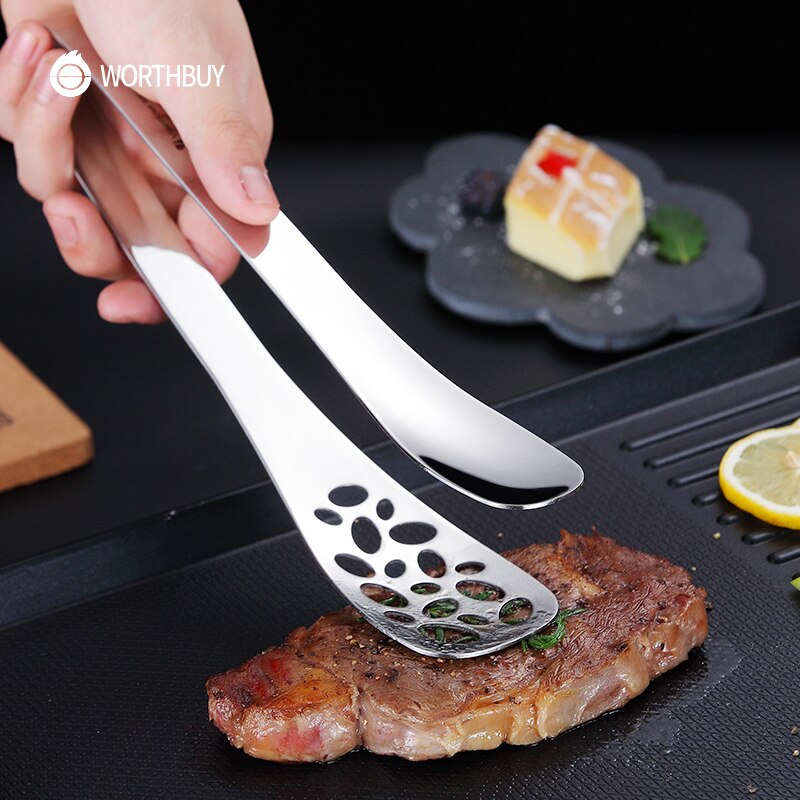 18/8 Edelstahl Lebensmittel Zange Filter Öl Nicht-Unterhose BBQ Zangen Für Brot Steak Küche Kochen Utensil Servierzange