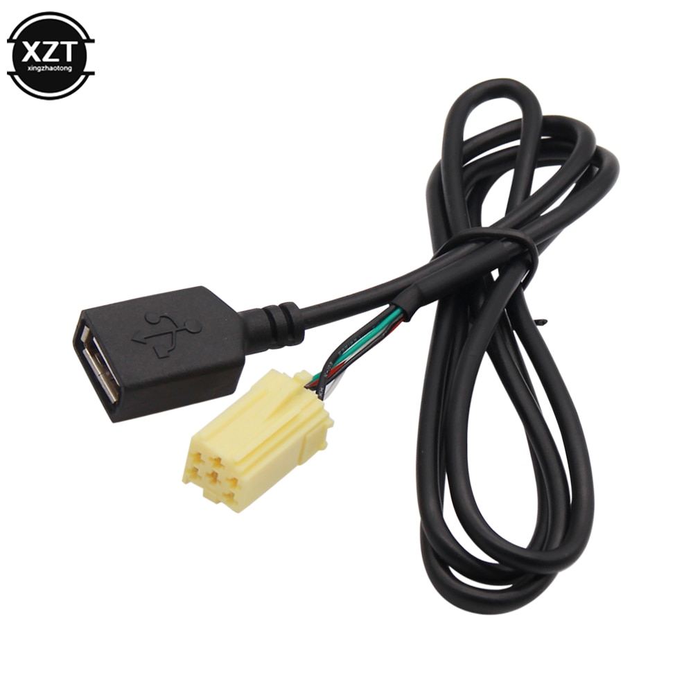 Auto Mini-ISO 6 Stift Stecker Stecker Schwarz USB Adapter Kabel AUX Funktion forFord forFiat 500 ducato doblo Grande Punto 2007 +