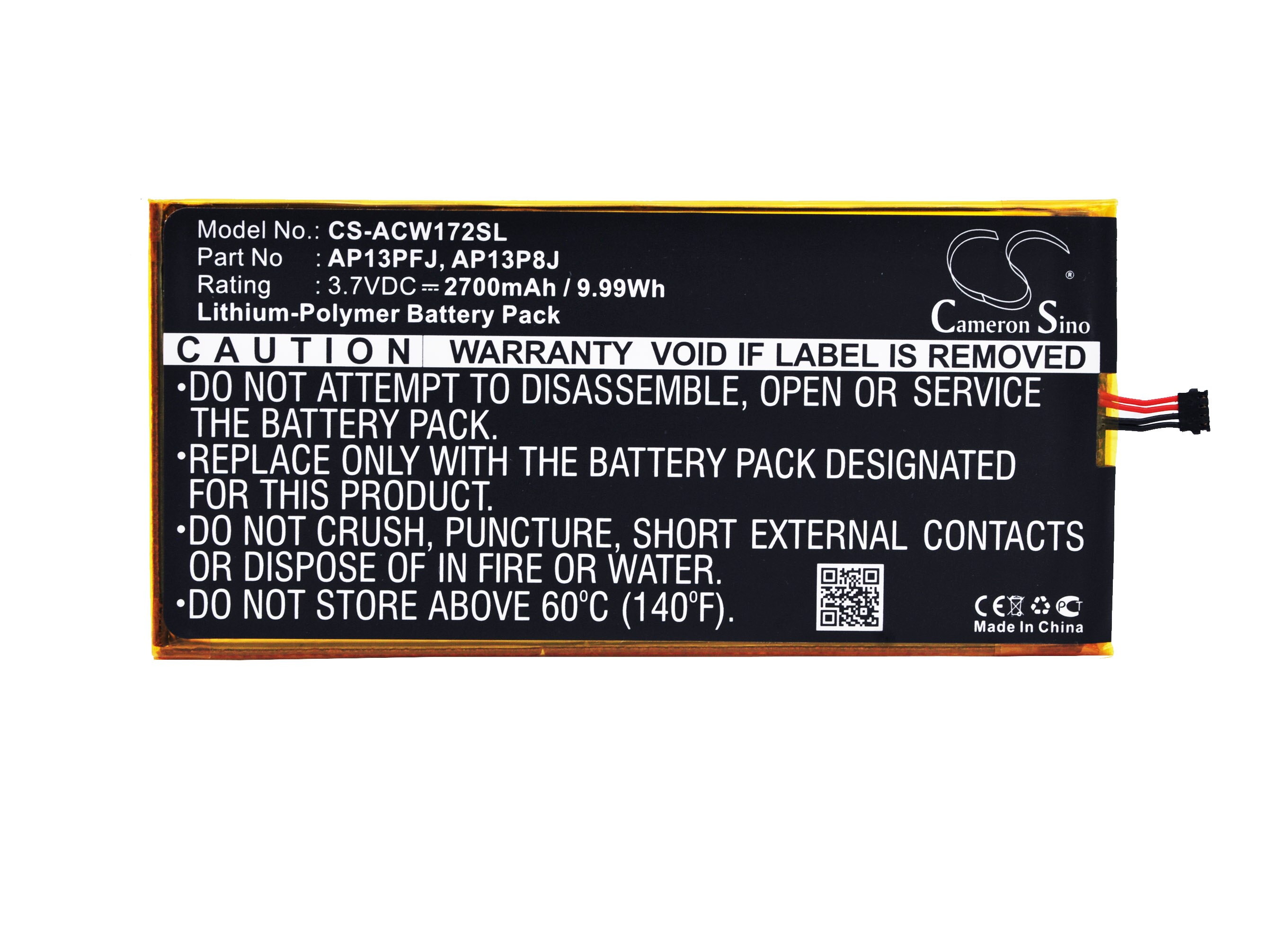 Cameron Sino 2700mAh Batterie AP13P8J, AP13PFJ für Acer Iconia B1-720, Iconia B1-720-81111G01nki, Iconia B1-720-L804