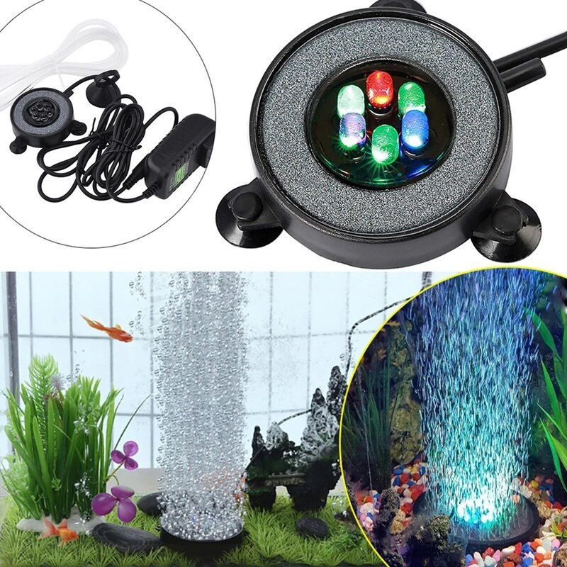 1PC Farbwechsel LED Wasserdicht Aquarium Licht Runde Aquarium Bubbler Dekor Lampe Aquarium Aquarium Schwimmbad LED-leuchten