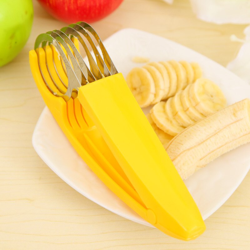 Edelstahl Banane Cutter Obst Gemüse Wurst Schneidemaschine Salat Eisbecher Werkzeuge Schere Küche Zubehör Spielereien