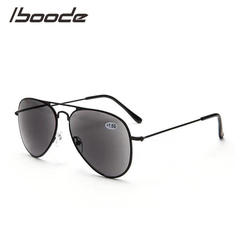 IBOODE Pilot Metall Sonne Lesebrille Männer Frauen Presbyopie Brillen Männlich-weibliche Hyperopie Brillen Anti UV Brillen