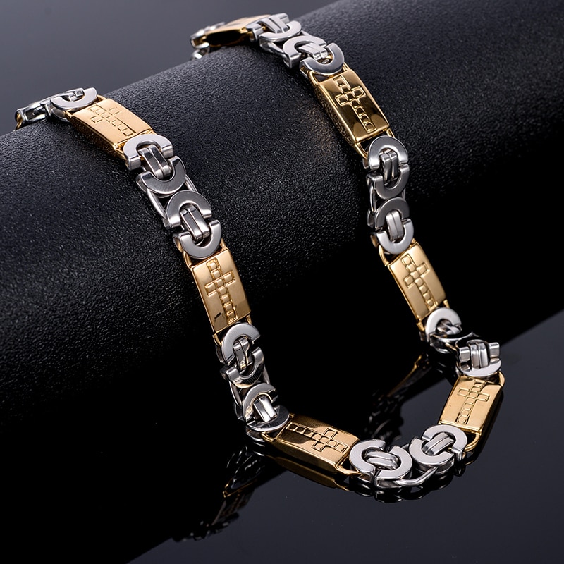 TrustyLan Nie Verblassen Gold Farbe Halskette Männer Indische Schmuck Schmuck Edelstahl Lange Kette Halsketten Für Freund