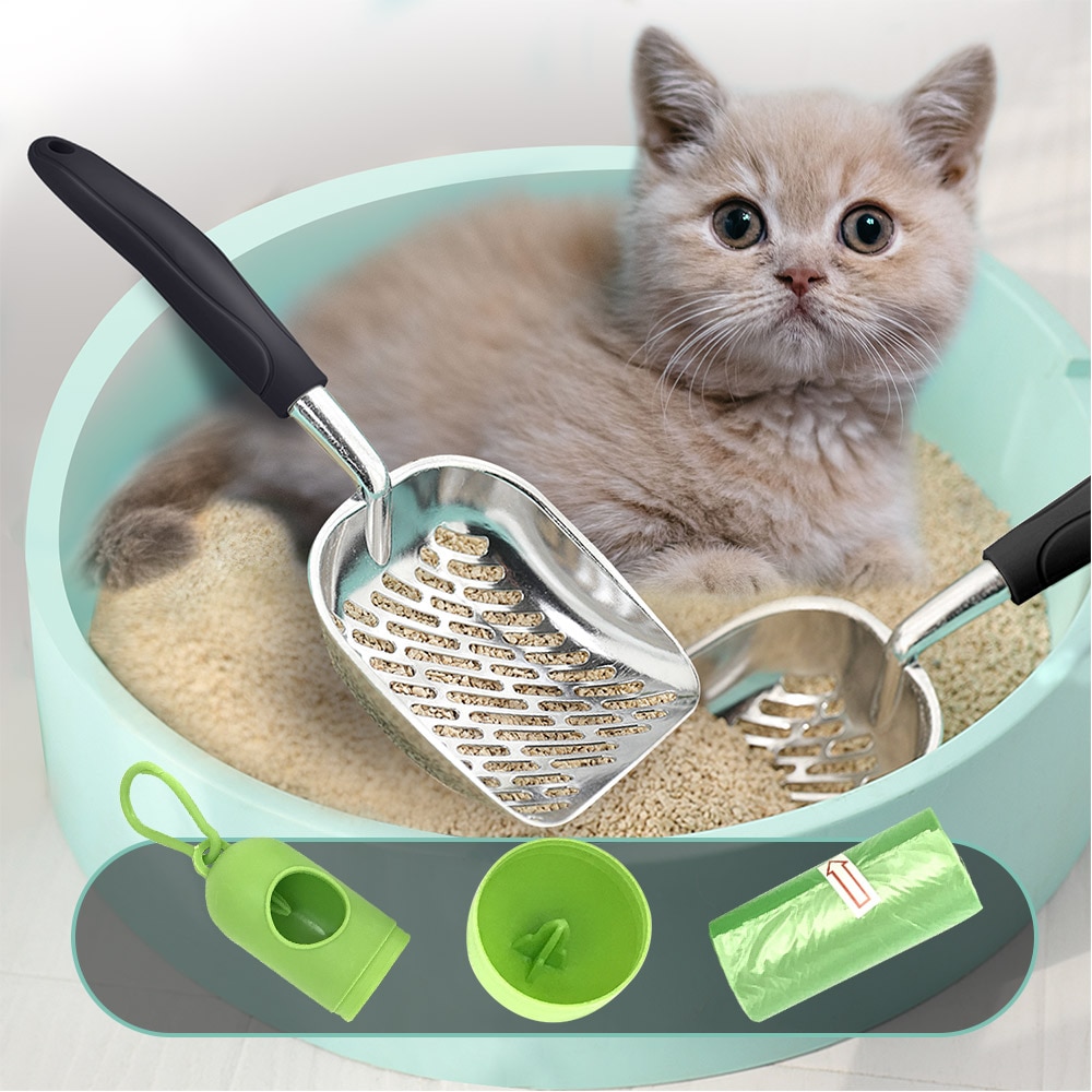 Katzenstreu Schaufel, Scoopers Mit Tiefe Schaufel, wurf Sand Schaufel Werkzeug Für Kätzchen Sichter Haustier Cleanning Werkzeug Massivem Aluminium