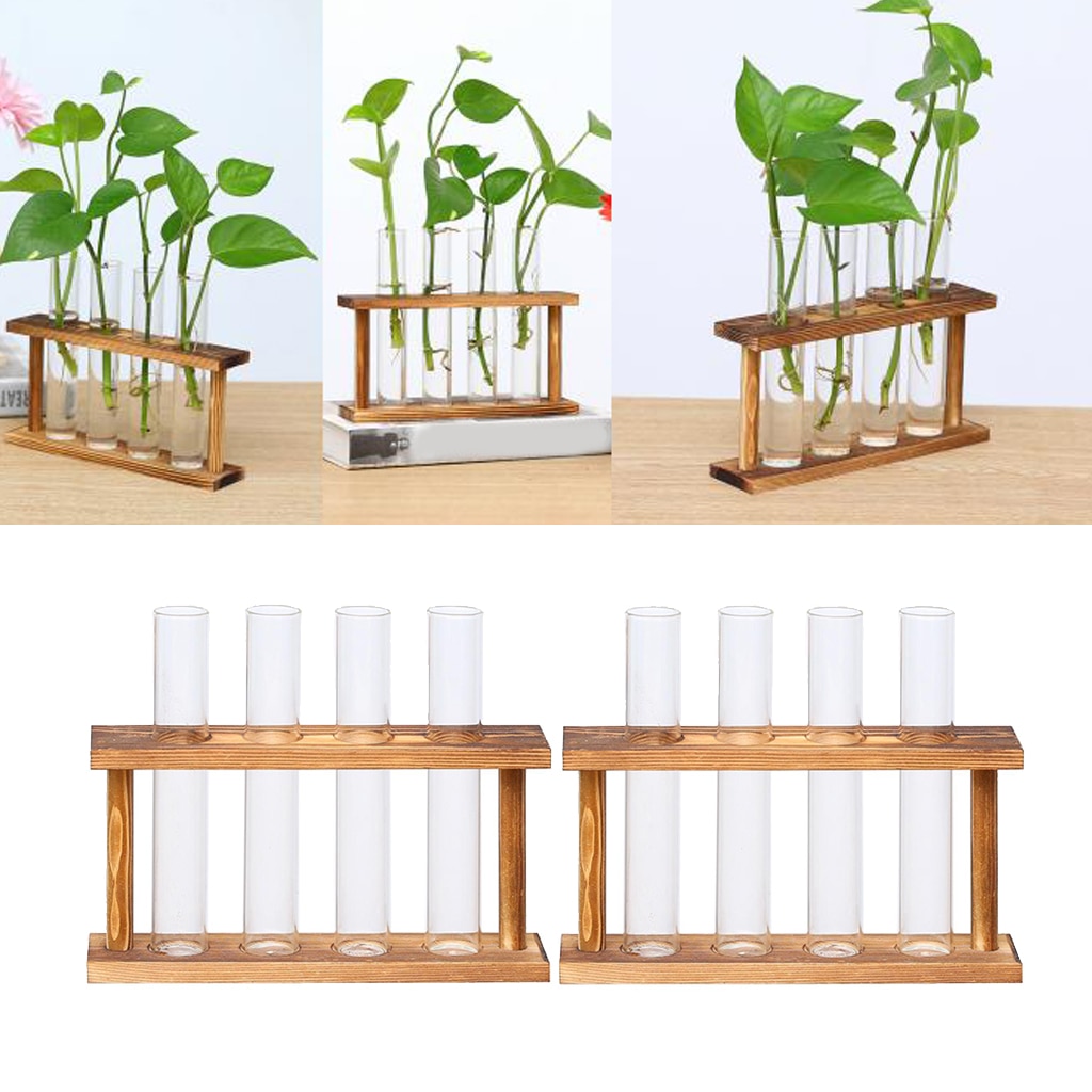 2 stücke Kristall Glas Reagenzglas Anlage Terrarium Vase Blumentöpfe für Hydrokultur Pflanzen Hause Garten Dekoration