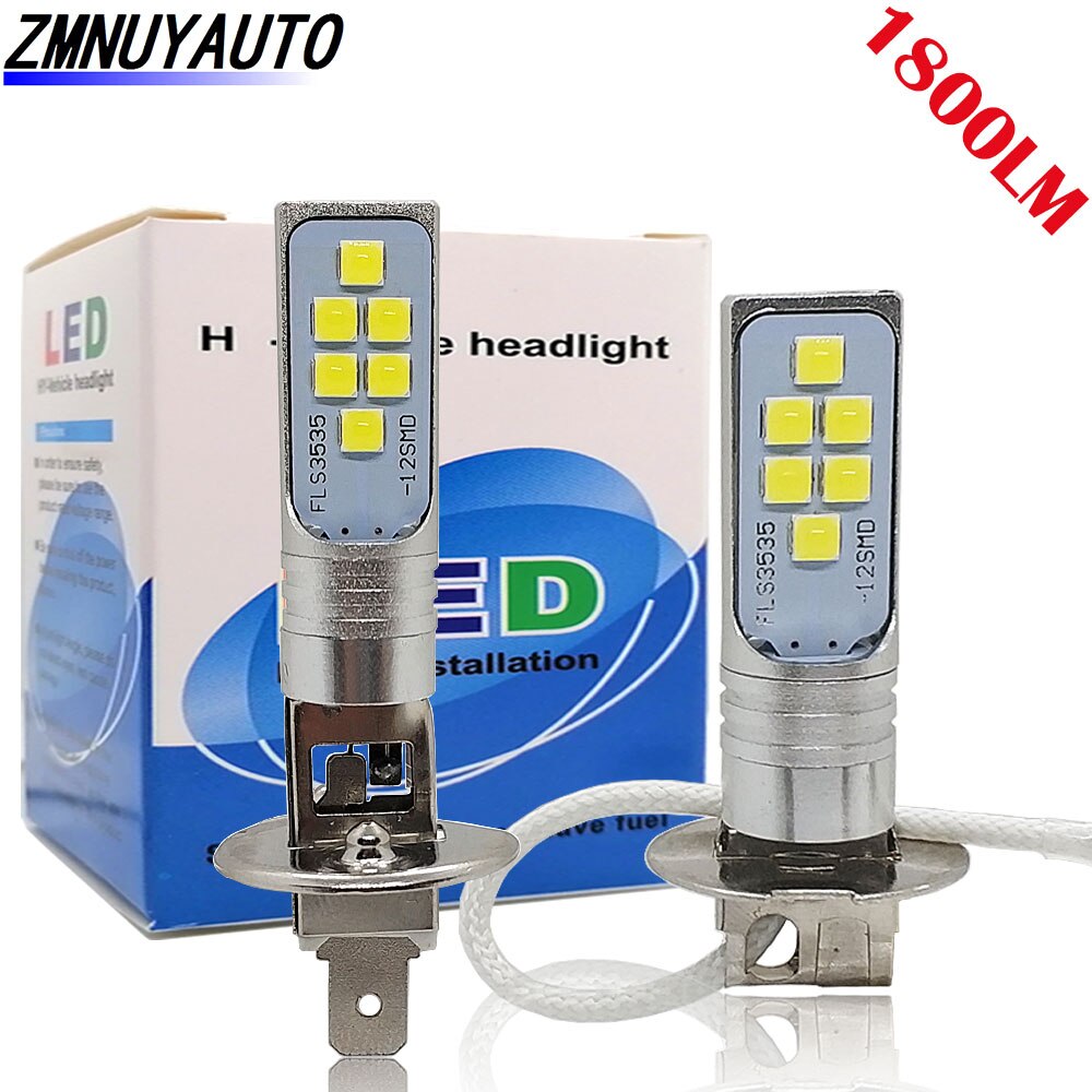 2Stck H1 H3 LED-lampe Super Helle 12Stck 3535SMD Auto Nebel Lichter 6500K DRL Schild Lampe Fahren tagfahrlicht Lampe Auto 12V 24V Weiß