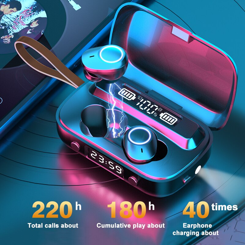 Bluetooth 5,1 kabellos-Sport Headset Lärm Stornieren Kopfhörer Mit LED-anzeige Ladung Kasten HiFi IPX7 Wasserdichte Ohrhörer Kopfhörer