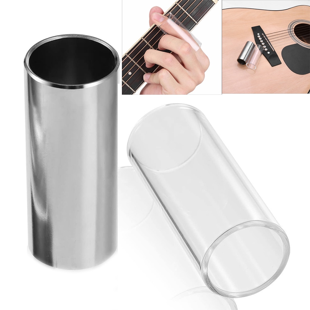 2 stücke Gitarre Finger Rutsche Bausatz mit Glas Rutsche Edelstahl Rutsche für Gitarre Bass gitarre teile gitarre zubehör gitarre werkzeug