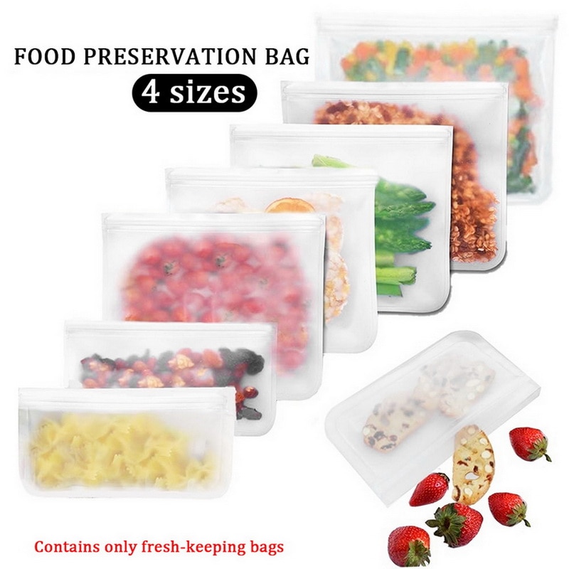Tragbare PEVA Lebensmittel Lagerung Tasche Wiederverwendbare Gefrierschrank Silikon Postleitzahl-sperren Dicht Tasche Küche Organizer Obst Snack Samen Lagerung Tasche