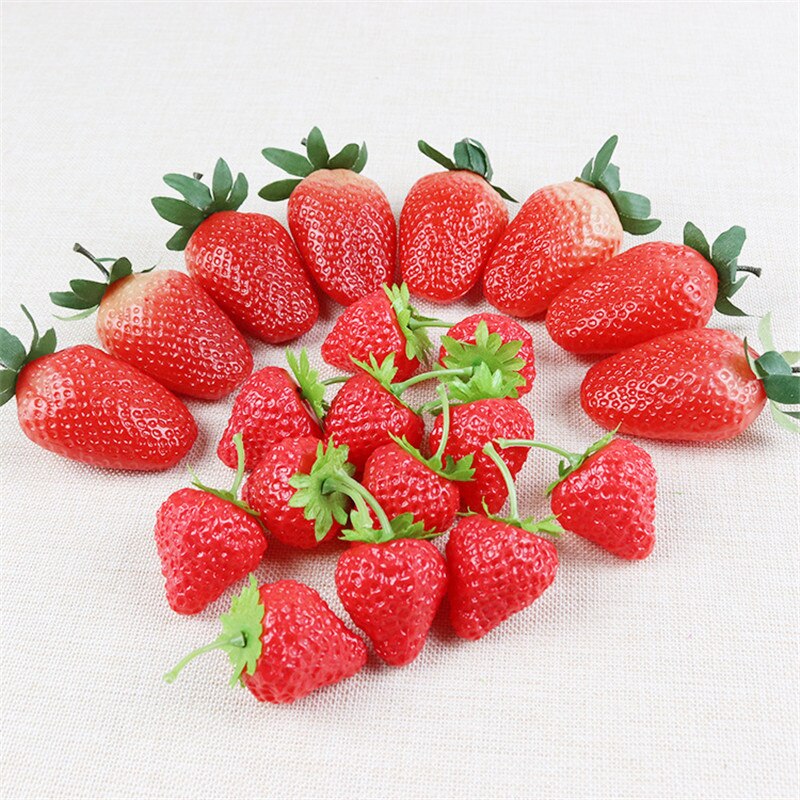 10pc Neue Simulation Erdbeere Modell machen für Kunststoff Simulation Obst und Juwelüse Requisiten Lehre Hilfs Obst Dekoration