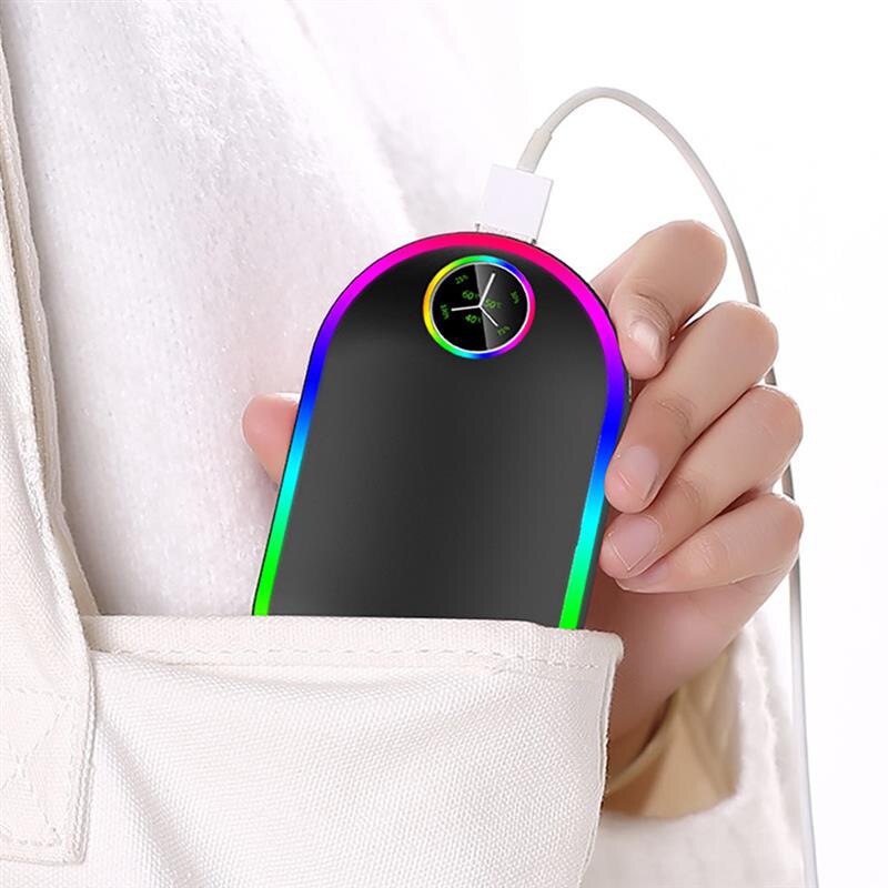 7 farbe Hand Wärmer Temperatur Anzeige USB Handy, Mobiltelefon Energie Massage Taschenlampe zu Warme sterben Baby