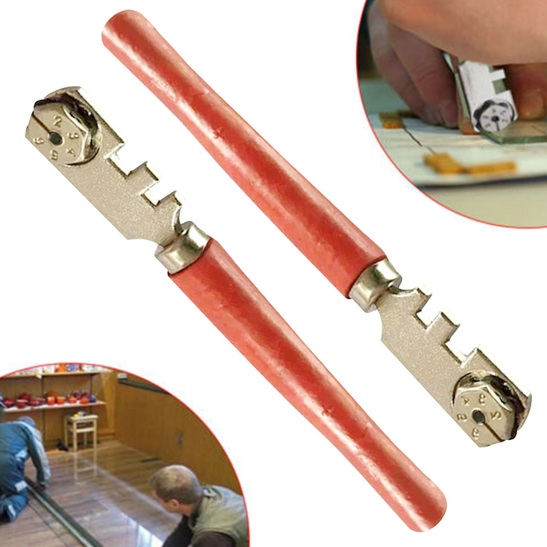 Fenster Handwerk Professionelle Glas Fliesen Cutter Für Hand Werkzeug 130mm Diamant Gekippt Glas Messer Werkzeuge Sechs Rad Glas Cutter tragbare