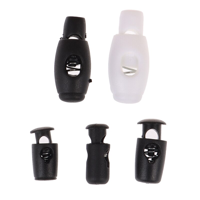 10 stücke Multi Stil Schwarz drücken-Schnur Schloss Frühling Verschluss Kunststoff Stopper Enden Schaltet Clip Für Bekleidung Bungee Elastische Seil teile