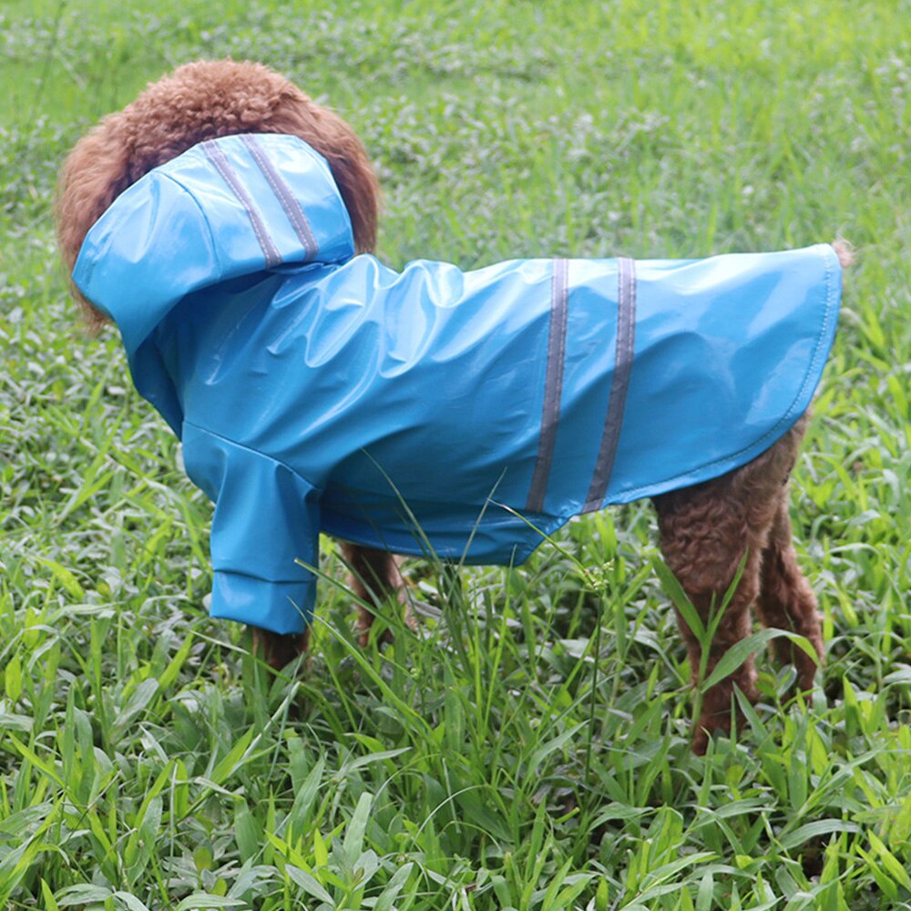 Hund Regenmantel PU Haustier Poncho mit Reflektierende Streifen Hoodie Wasserdicht Regen Poncho Jacke für Hund Regenmantel Wasserdicht Hund Rrain Mantel