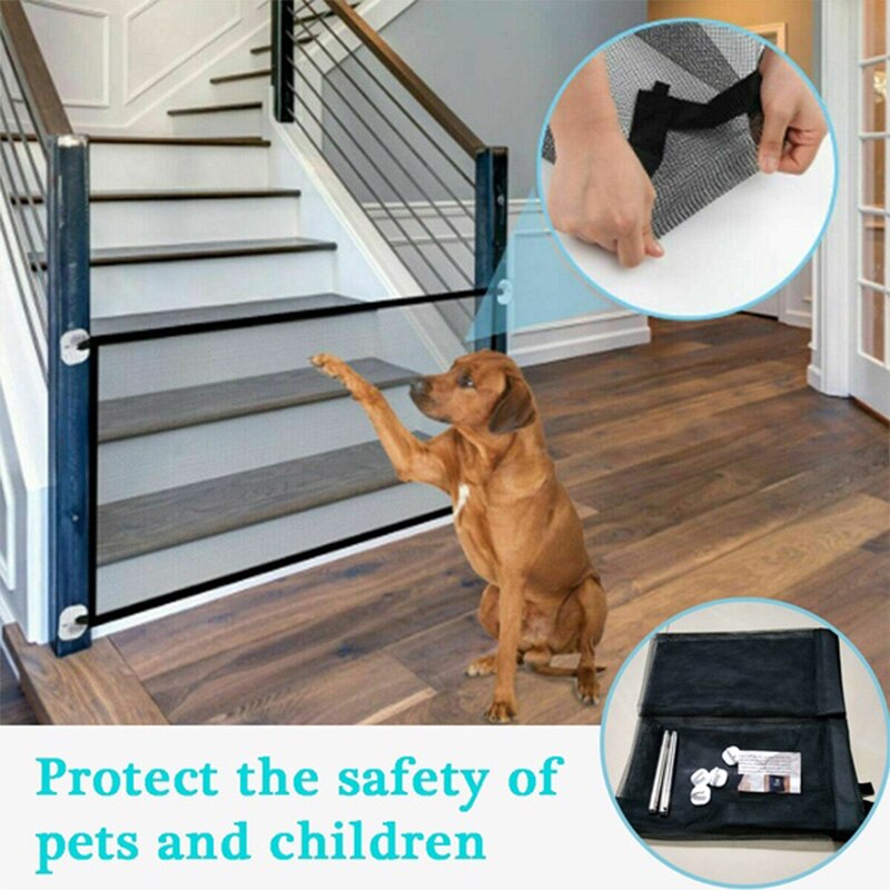 Hause Haustier Hund Zäune Haustier Isoliert Netzwerk Treppen Tor Falten Gittergewebe Laufstall Für Hund Katze Baby Sicherheit Zaun Hund KäFeige Haustier Zubehör