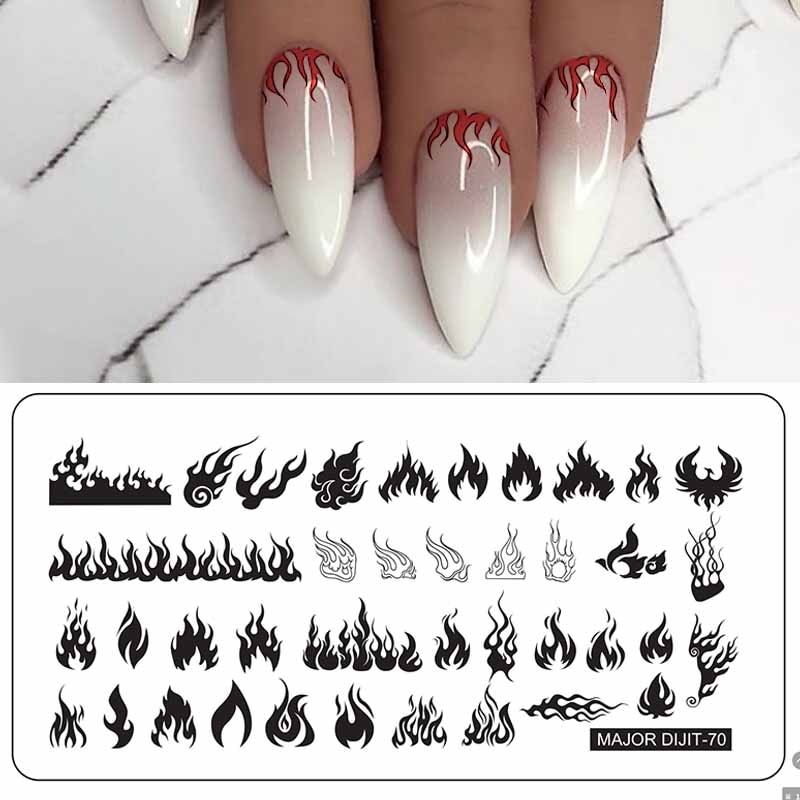 Nagel Stanzen Platten Stempel Schaber Nagel Vorlage Flamme aufbringen DIY Nagel Entwürfe Manikübetreffend Stempel Platte