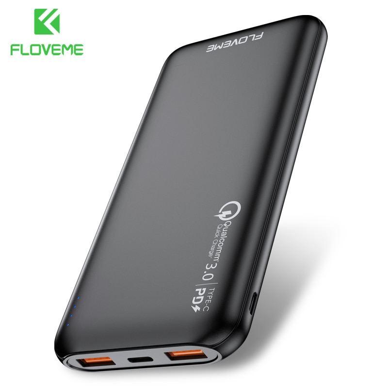Floveme schlank Energie Bank 10000mah Dual USB Energie Für Redmi Hinweis 8 Profi 10000 mAh Poverbank Tragbare Ladegerät Externe batterie