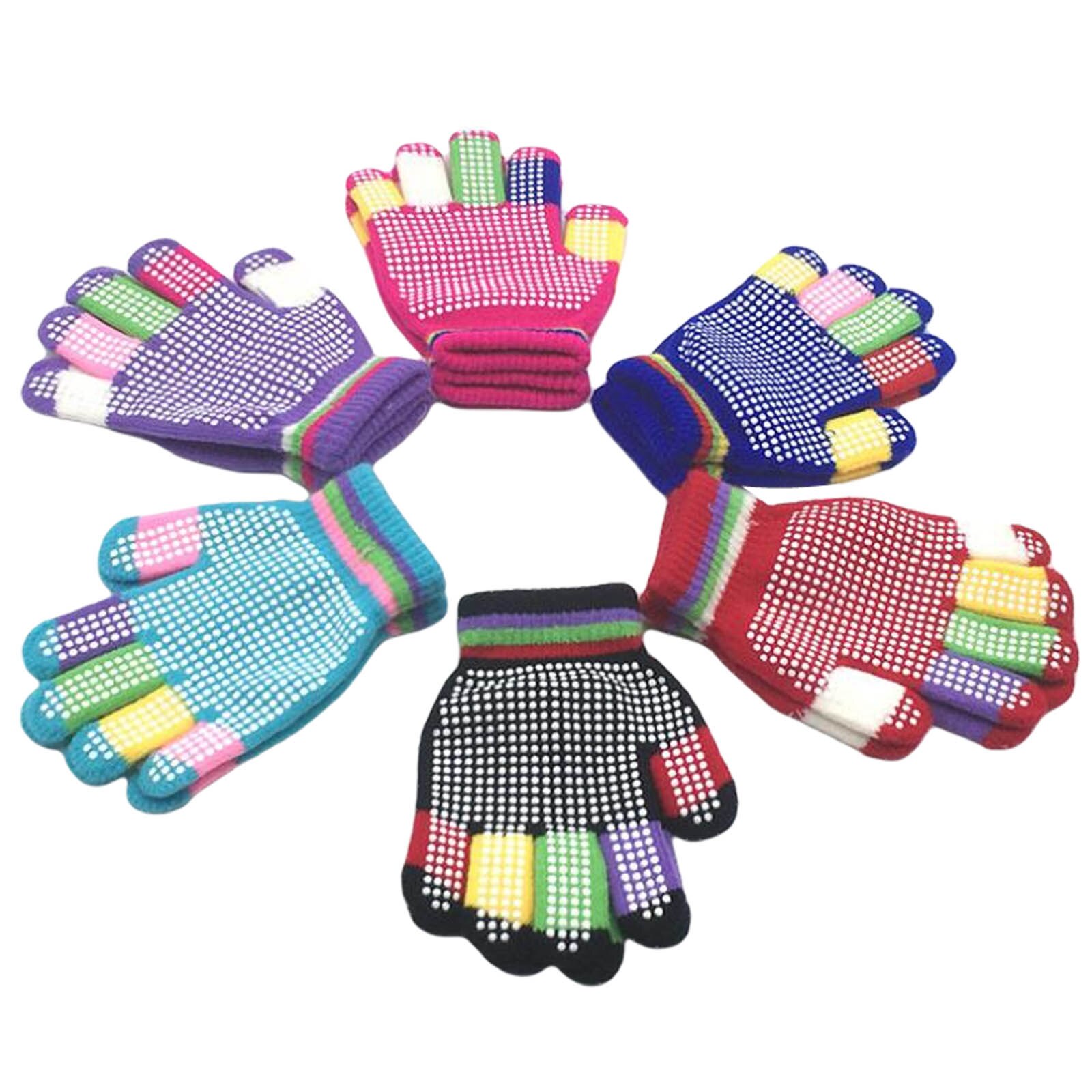 freundlicher Winter Handschuhe Multi farbe stricken gewebte Handschuhe mit Anti-Unterhose Klebstoff dosieren für Kleine Jungen Mädchen 5-8 jahre