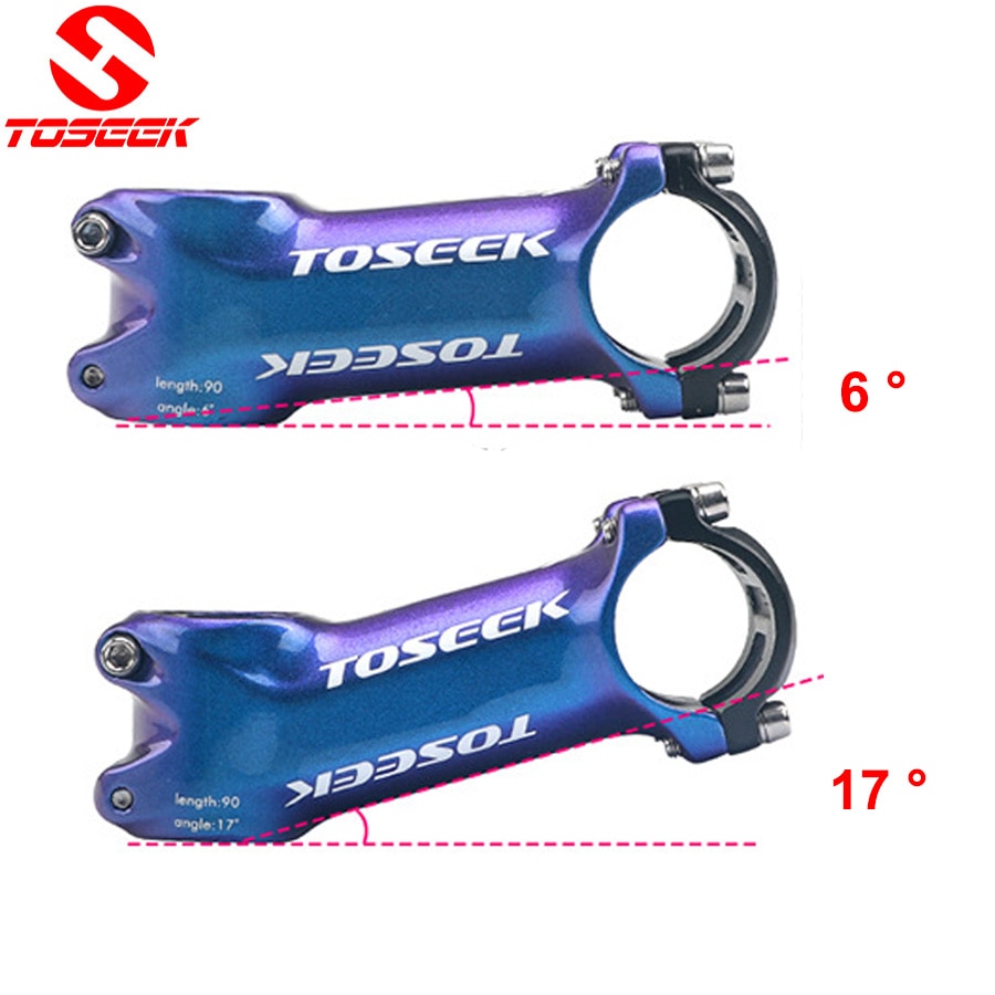 TOSEEK MTB Straße Fahrrad Blau-lila Gradienten Stengel Moutain Fahrrad Stengel 6/17 Grad Fahrrad Lenker 31,8mm Fahrrad Stengel fahrrad Teile