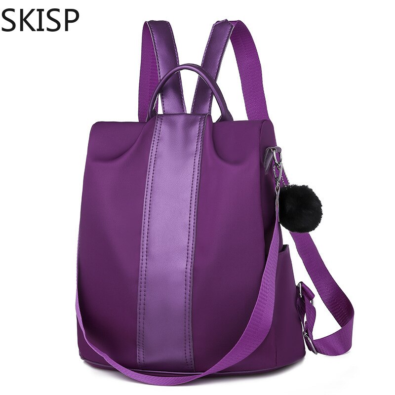 Mädchen Anti Diebstahl Rucksack Oxford Solide Lila Rosa Anhänger Schule Taschen Rucksack Frauen Wasserdichte Reise Rucksäcke Damen