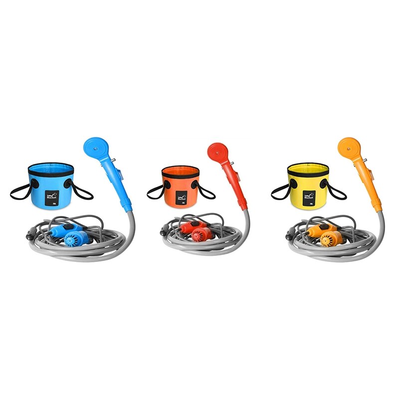 -12V Tragbare Auto Unterlegscheibe Camping Dusche Hochdruck Auto Dusche einstellen Elektrische Pumpe Spritzgerät mit Falten Eimer