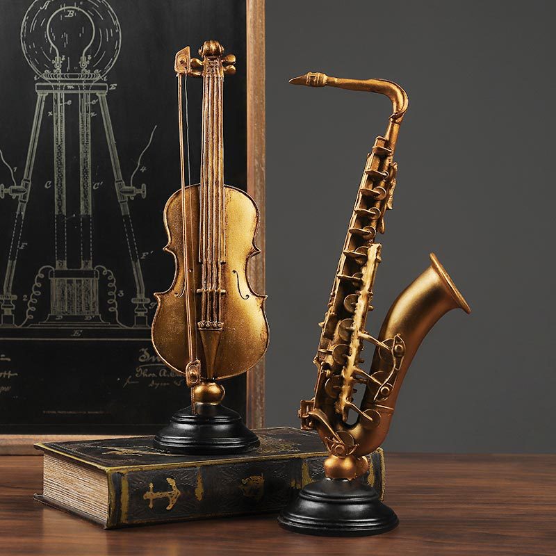Violine harz Statue saxophon skulptur musik Heimat Dekor statuen für dekoration nordisch dekoration hause handwerk beelden decoratie