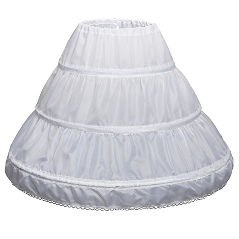 Weiß freundlicher Petticoat A-linie 3 Reifen Eine Schicht freundlicher Krinoline Spitze trimmen Blume Mädchen Kleid Unterrock Elastische Taille Kordelzug