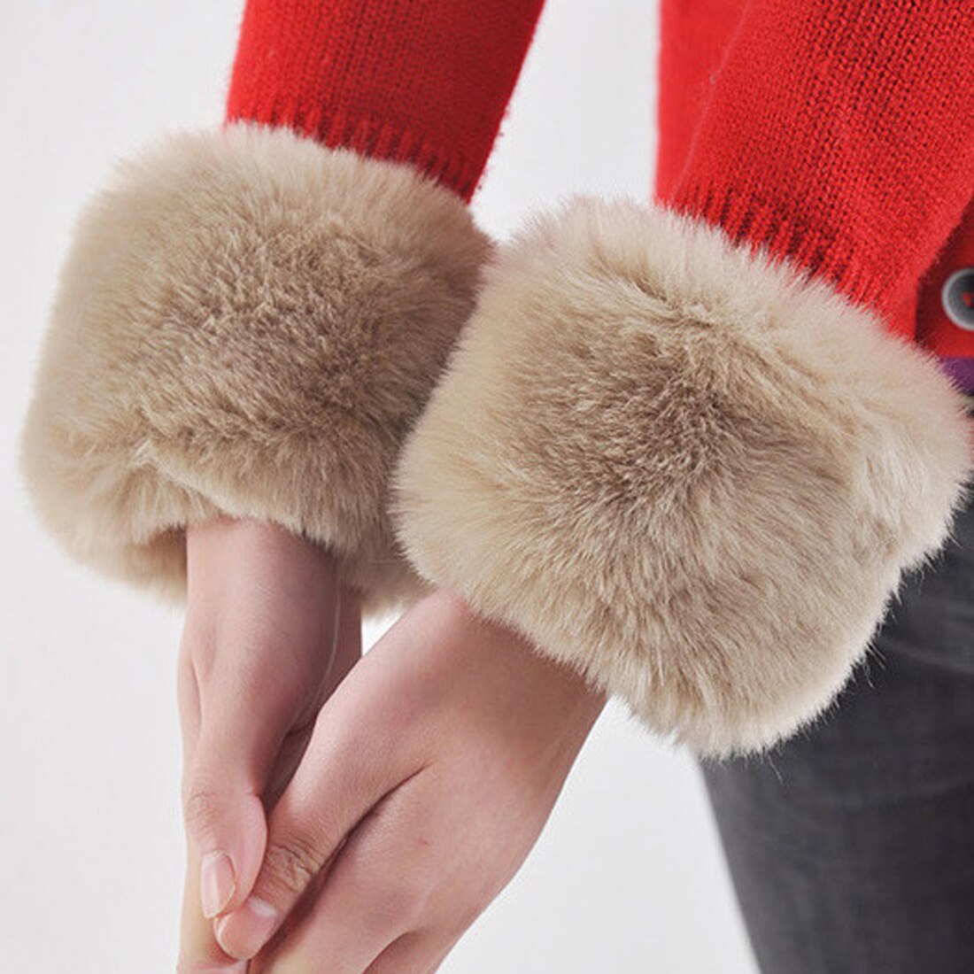 neue Winter warm frauen Faux Pelz Handgelenk Wärmer schlagen Auf Manschetten Arm wärmer