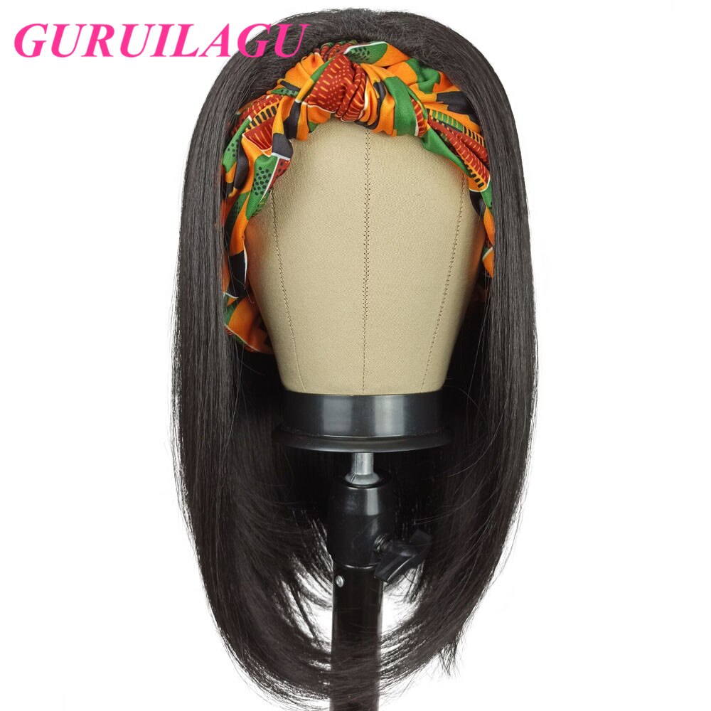GURUILAGU Bob Perücken für Schwarze Frauen Hitze Beständig Faser Synthetische Haar Stirnband Perücke Weibliche Farbe # 1B Gerade Synthetische Perücke