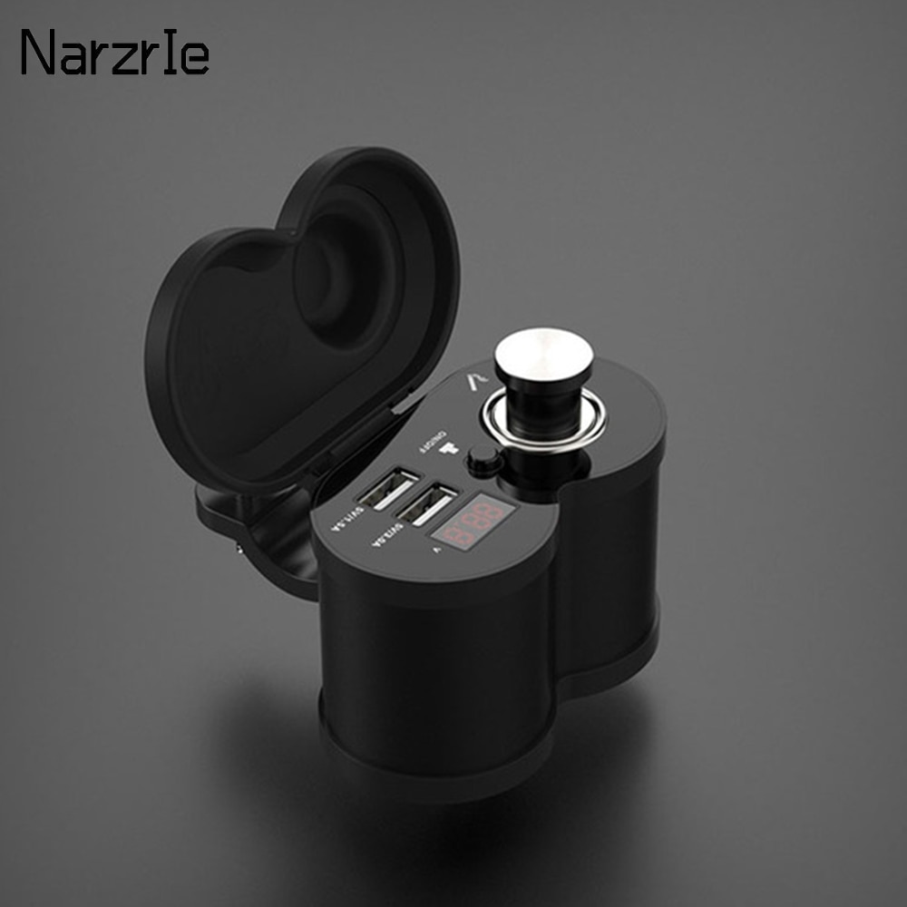 12V Wagen Motorrad USB Ladegerät Zigarette Feuerzeug Steckdose Splitter LED Digital Voltmeter 5V 3A 1.5A Telefon schnell Ladegerät mit schalten