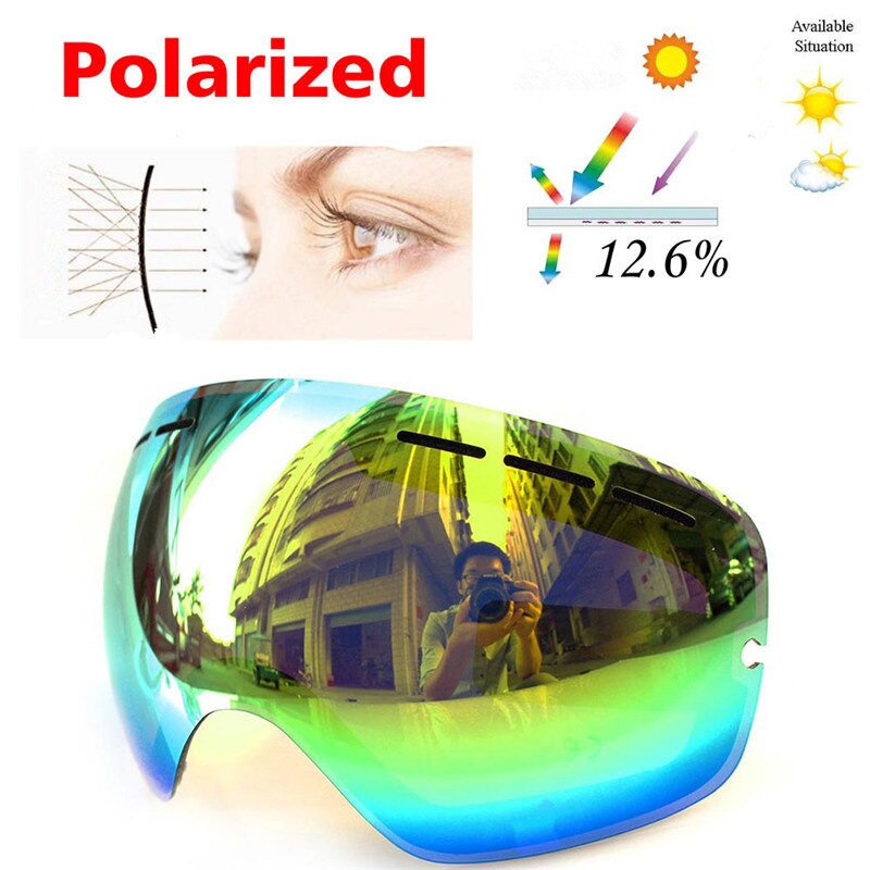COPOZZ GOG-201 Ski Brille Ersatz Objektiv Anti-nebel UV400 groß Sphärische Ski Brille Schnee Brille Brillen Linsen (Objektiv nur)
