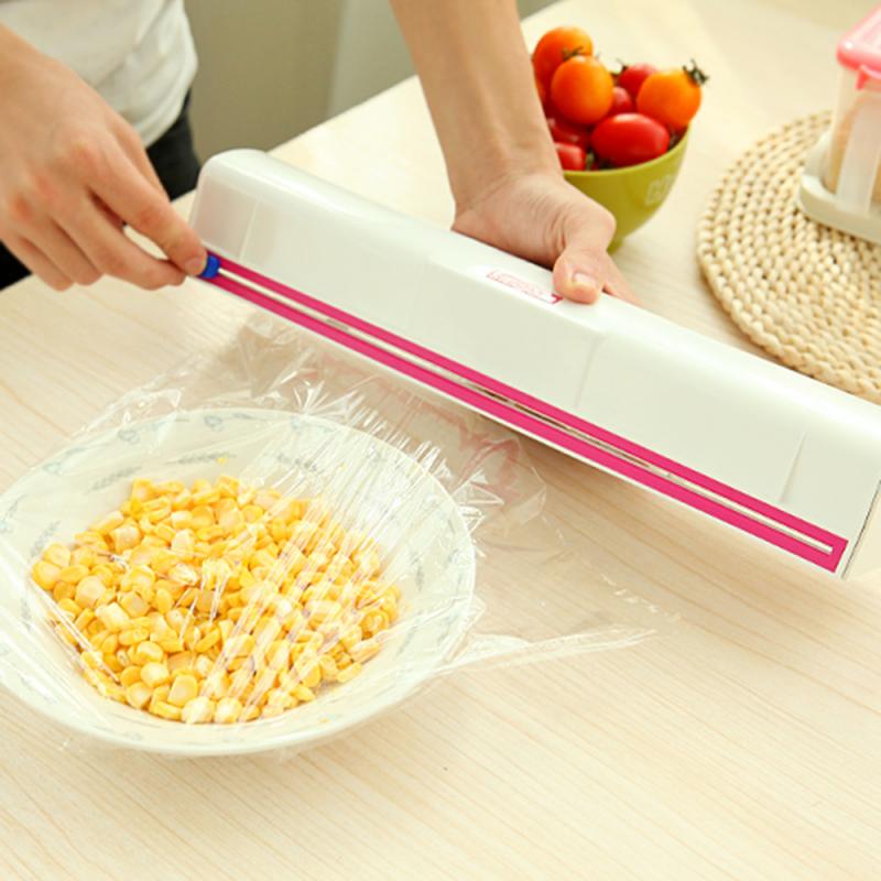Neue Küche Kunststoff Lebensmittel wickeln Spender Konservierungs Film Cutter Lebensmittel Lagerung Obst Frische Halten Schnell wickeln Spender Cutter