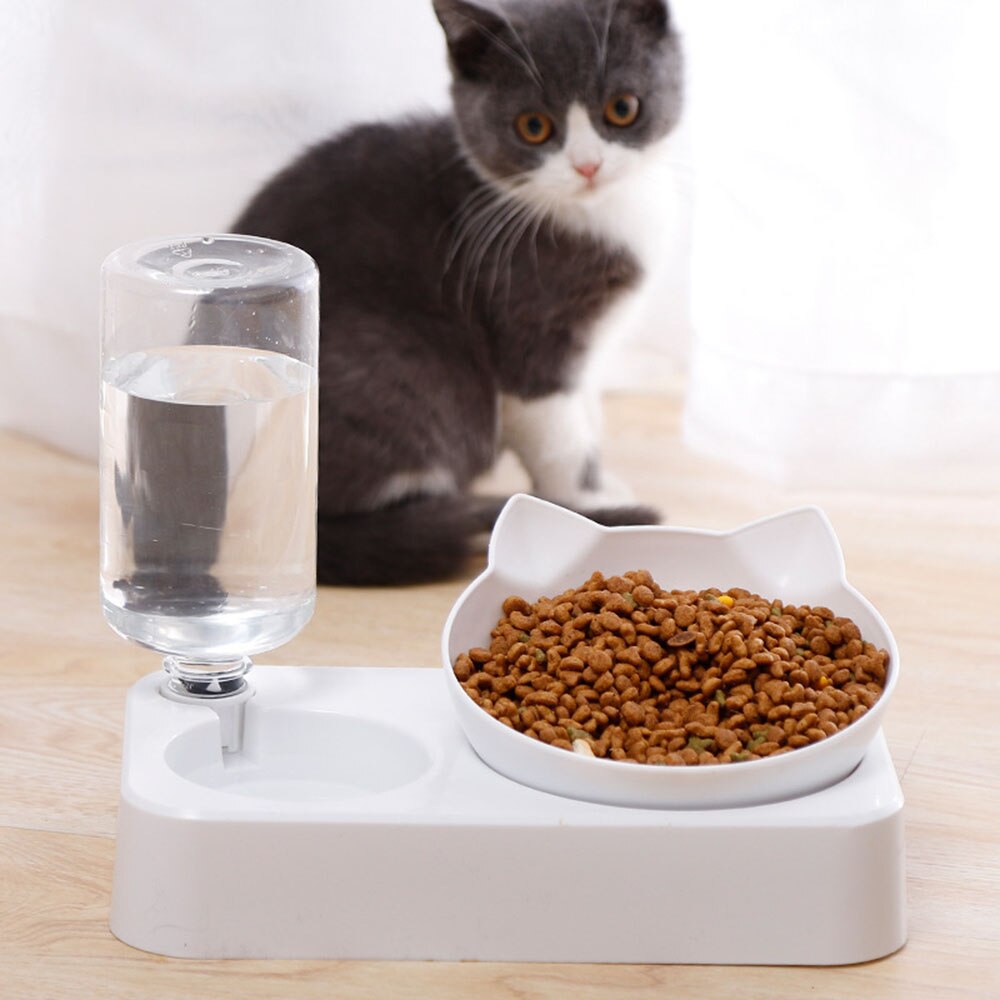 Haustier Schüssel Automatische Zubringer Hund Katze Lebensmittel Schüssel mit Wasser Spender Doppel Schüssel Trinken Angehoben Stand Gericht Schalen mit Haustier liefert